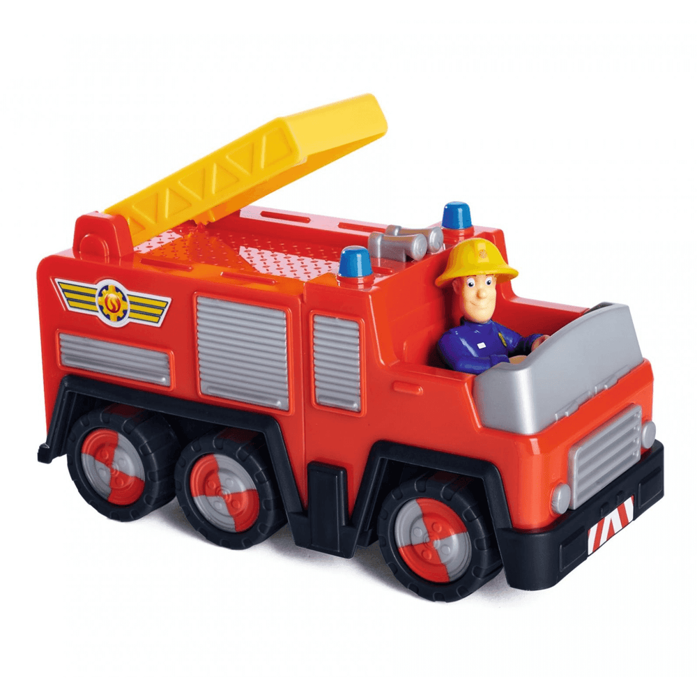 jupiter with sam fire enging truck with sam figure sitting inside drivers seat and foldable ladder lifted slighty up