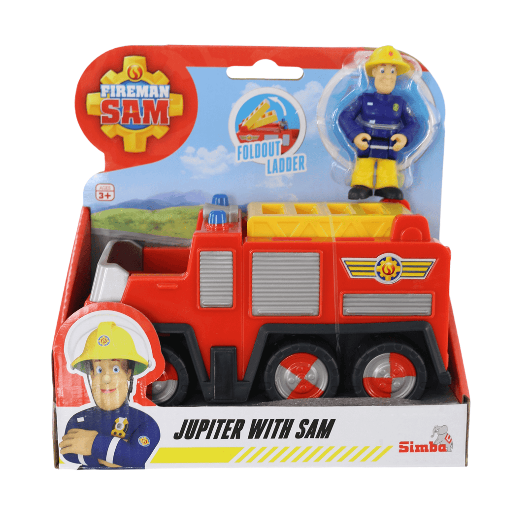 jupiter with sam fireman sam play set with mini action figure and fire truck vehicle featuring foldout ladder