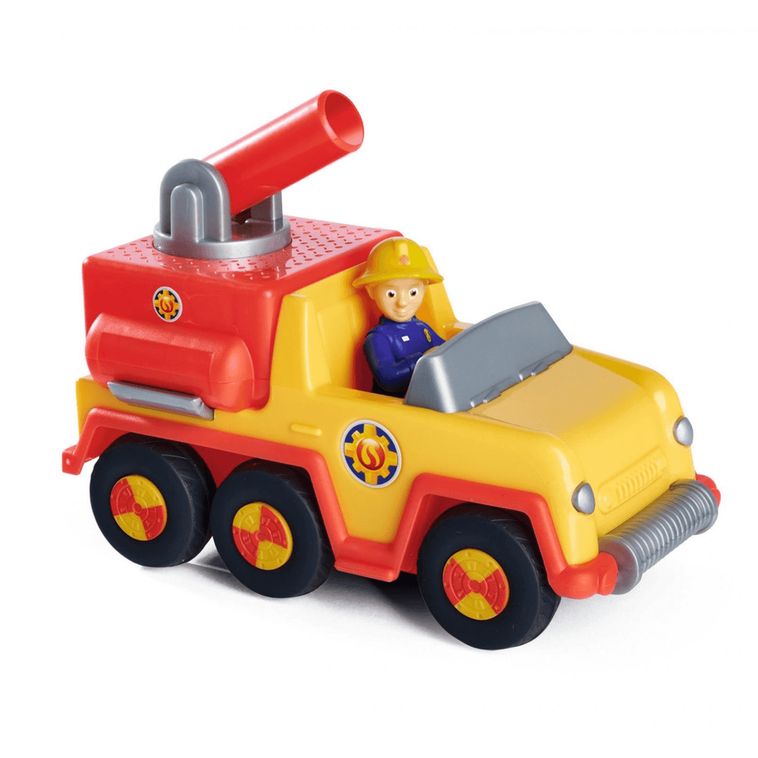 penny action figure inside fire rescue truck with cannon at the top opened and ready to launch water