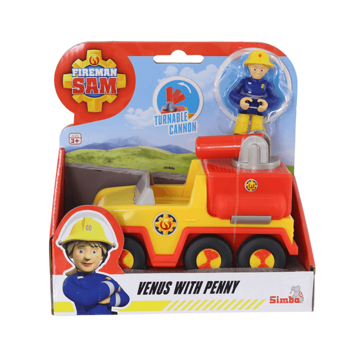 venus with penny fireman sam play set with mini action figure and fire truck vehicle featuring turnable cannon