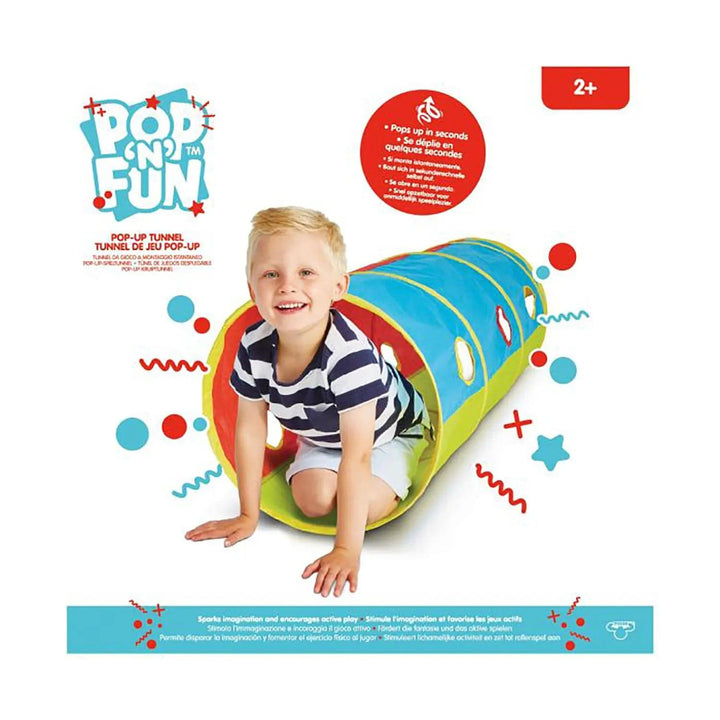 Box packaging for a pop-up tunnel for children