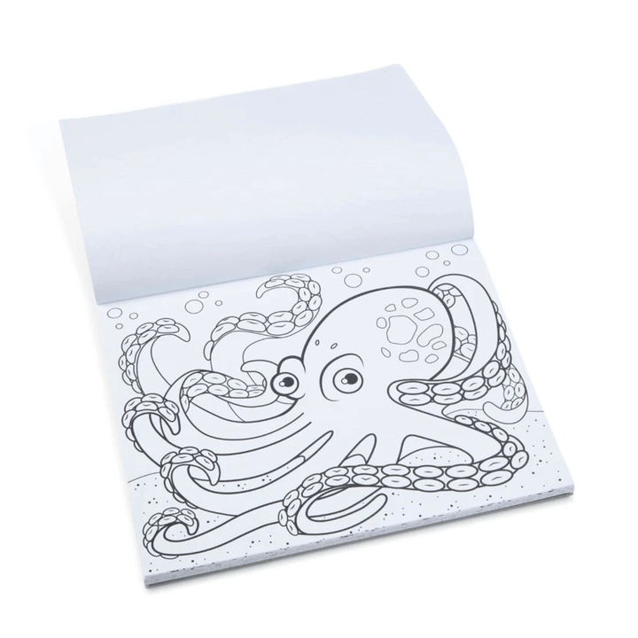 detail shot of octopus underwater colouring outline in colouring pad