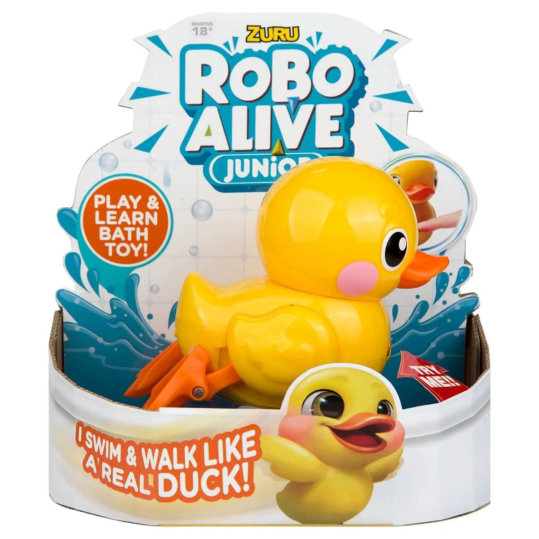 Yellow duck play and learn bath time toy from Robo Alive