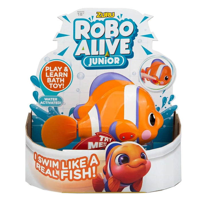 Orange fish play and learn bath time toy from Robo Alive