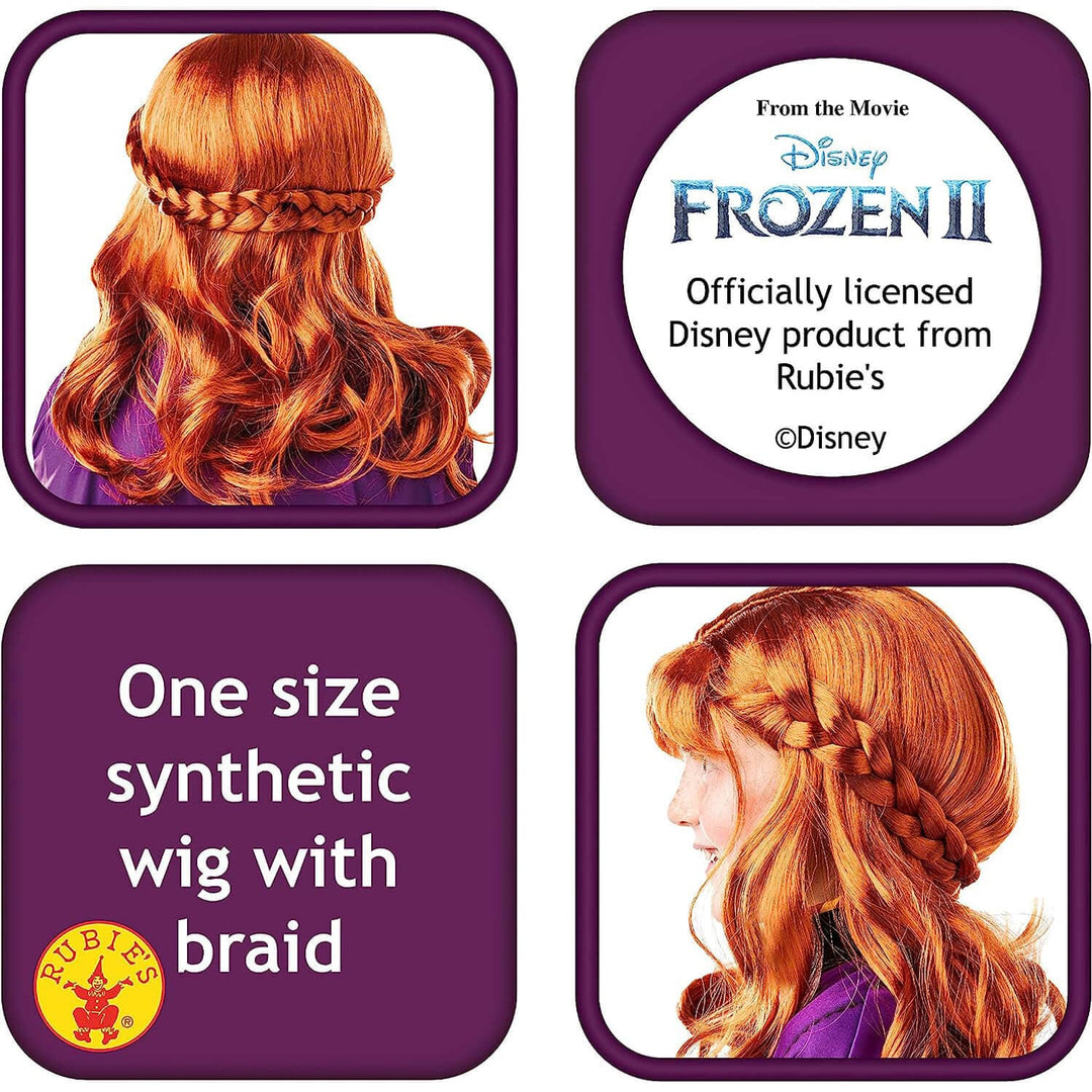 Disney Frozen Anna Child Wig Ginger Braided Hair One Size