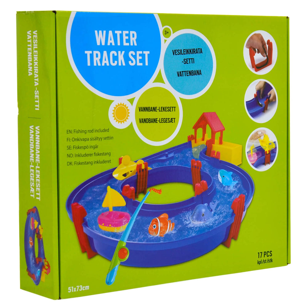 Water Track Set 17 Piece Outdoor Play With Boat Fish Rod