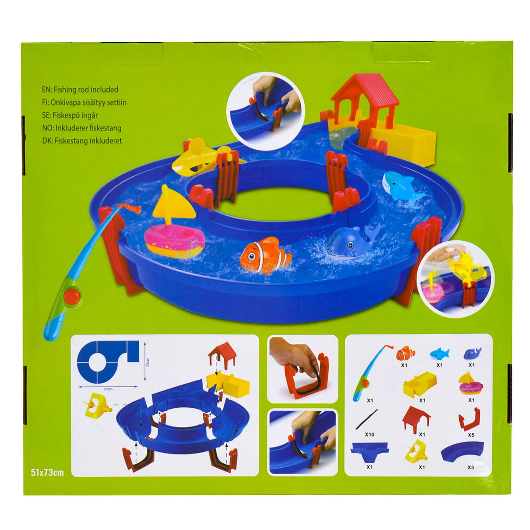 Water Track Set 17 Piece Outdoor Play With Boat Fish Rod