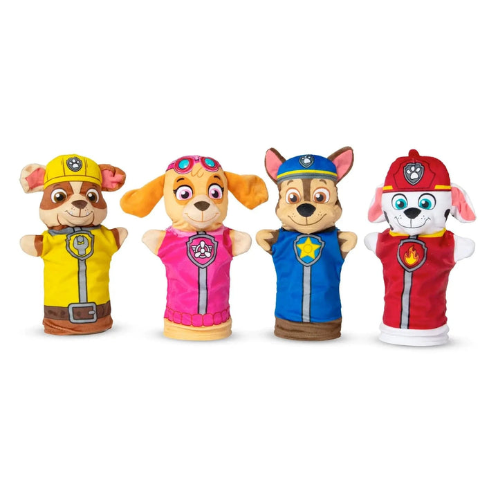 Set of 4 Paw Patrol character hand puppets, Rubble, Skye, Chase and Marshall