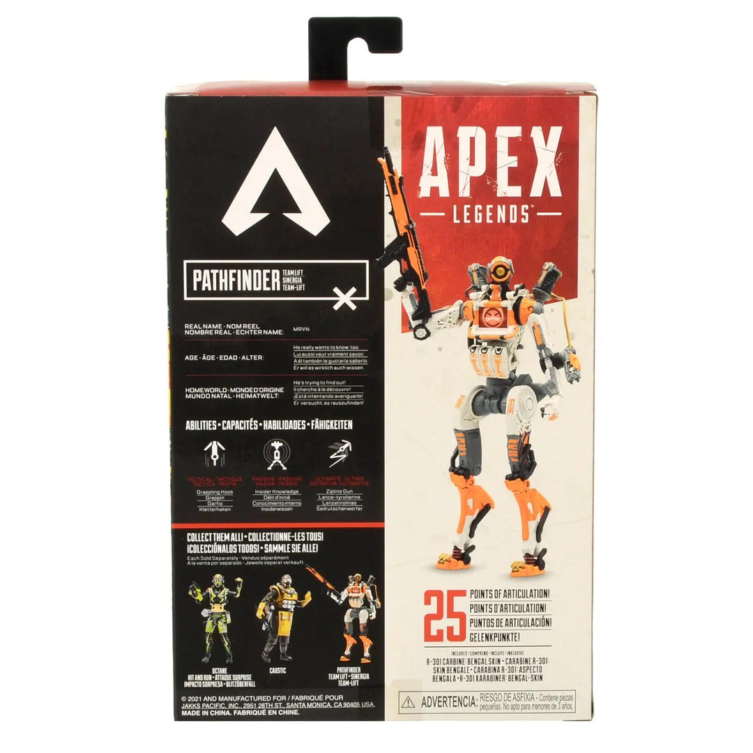 Back of the pack of Apex Legends Pathfinder Team Lift action figure