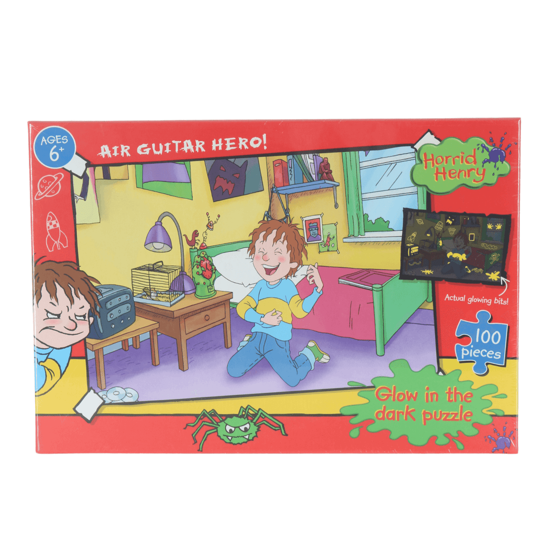 horrid henry air guitar jigsaw puzzle featuring bold red box and fun design