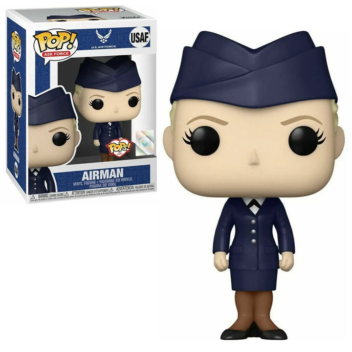 Funko Pop Air Force Airman female in blue uniform and window display box