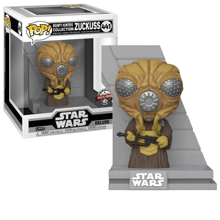 Funko Pop Star Wars Bounty Hunters collection deluxe Zuckuss figure number 441 with stand