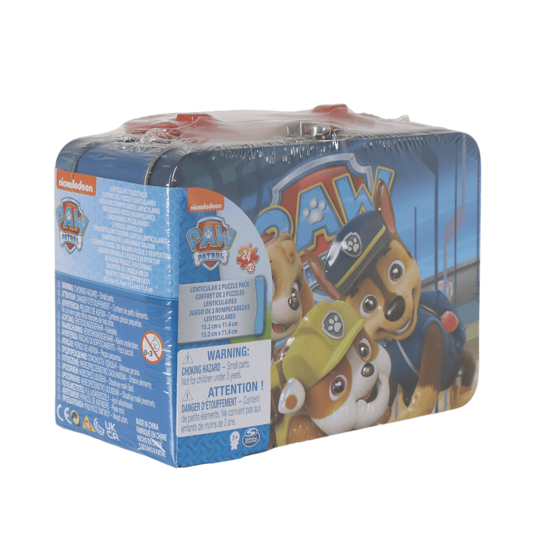 Paw Patrol Lenticular Jigsaw 2 Puzzle Pack Metal Storage Tin