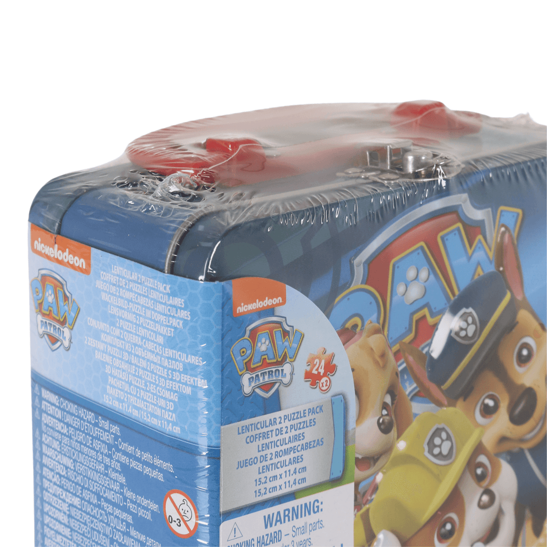 Paw Patrol Lenticular Jigsaw 2 Puzzle Pack Metal Storage Tin