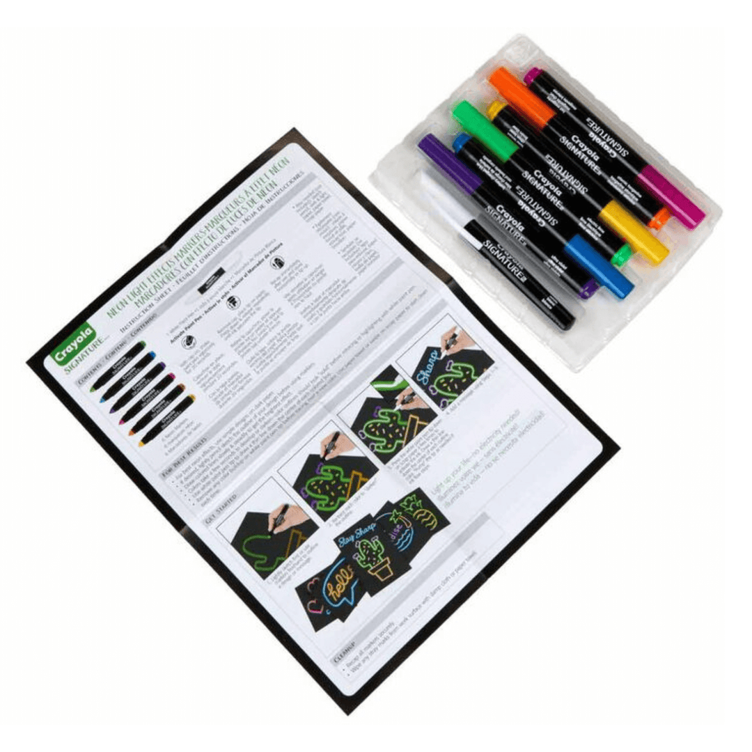 set includes 6 colour markers, 1 white paint and an inspiration guide highlighting how to get started