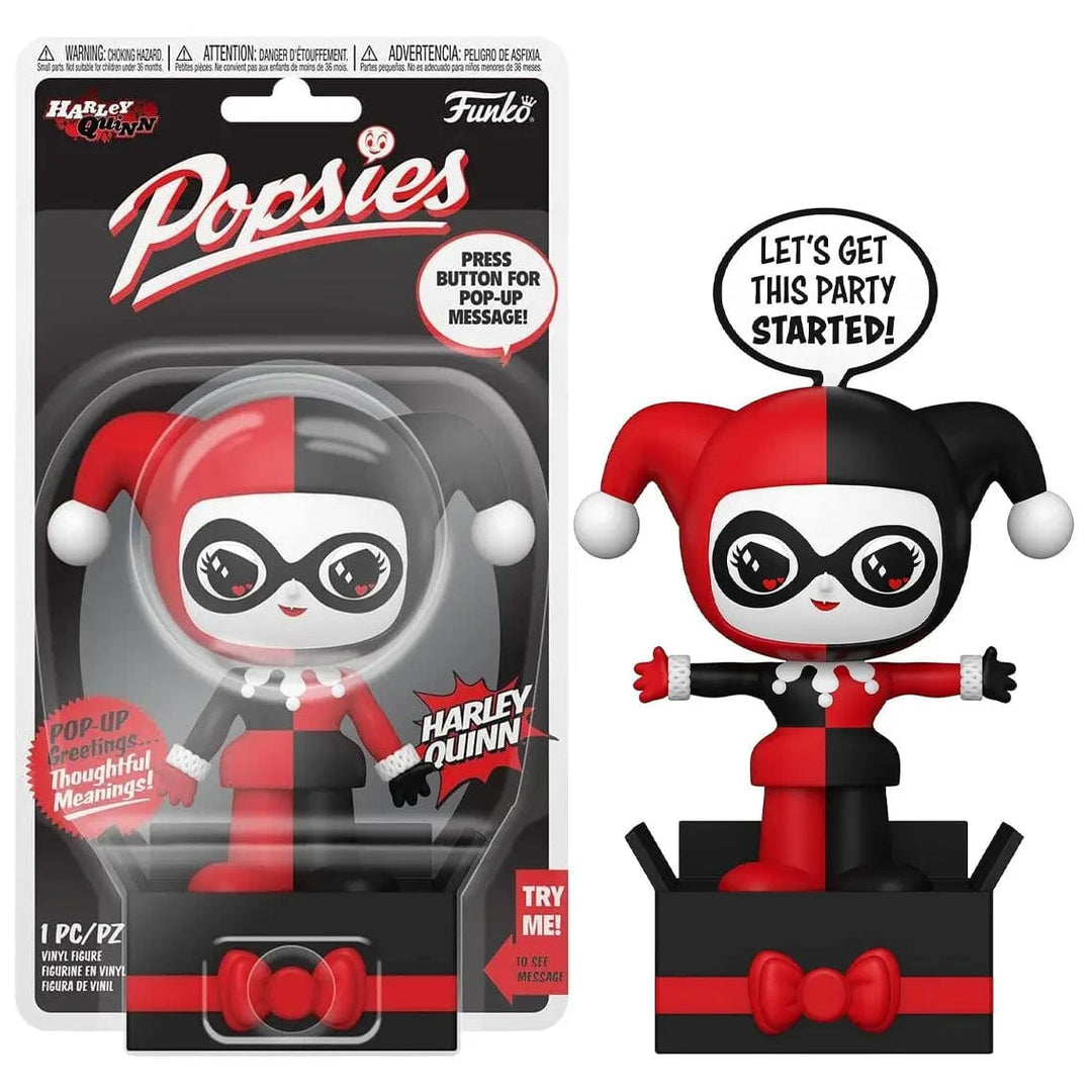 harley Quinn Popsies figure with pop up message let's get this party started