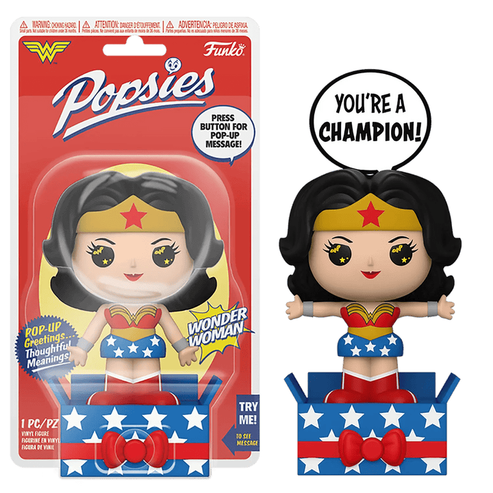 Funko popsies wonder woman figure with pop up message you're a champion