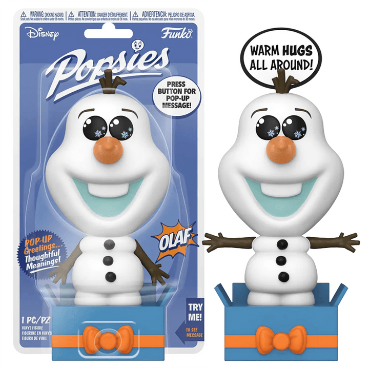 Funko Popsies Olaf figure with pop up message warm hugs all round