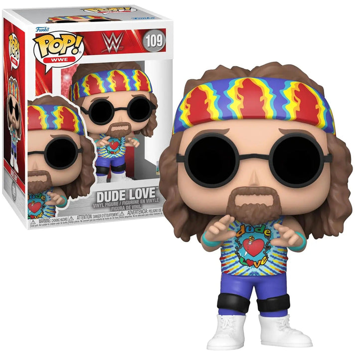 Funko Pop WWE dude love figure number 109 with brightly coloured headband