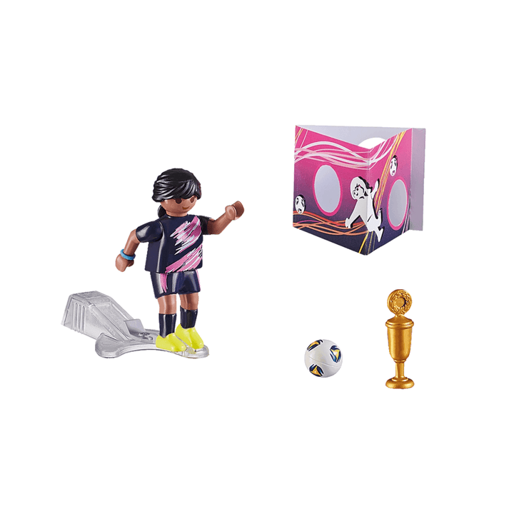 soccer player, goal, football, trophy and stand