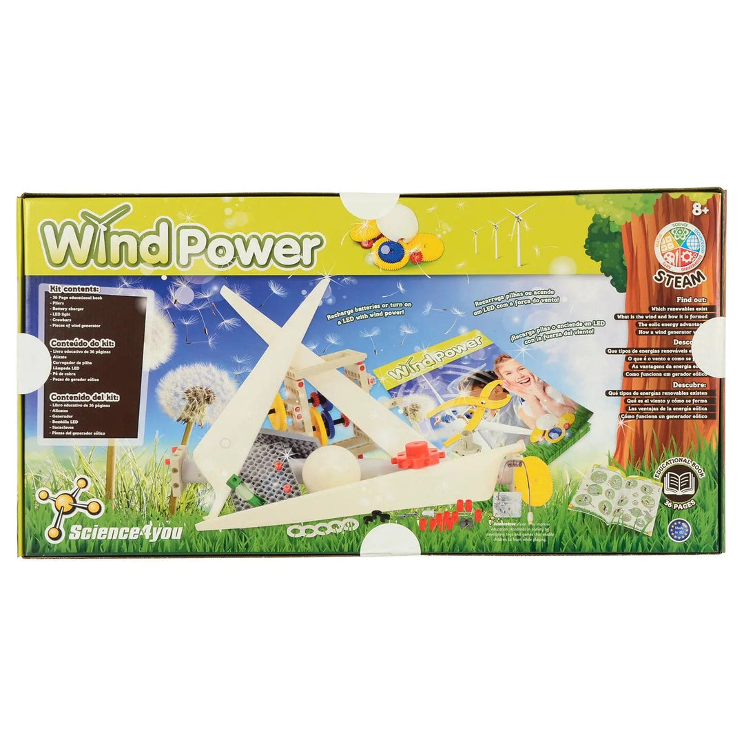 Back of the box of Wind Power science 4 you to build a windmill