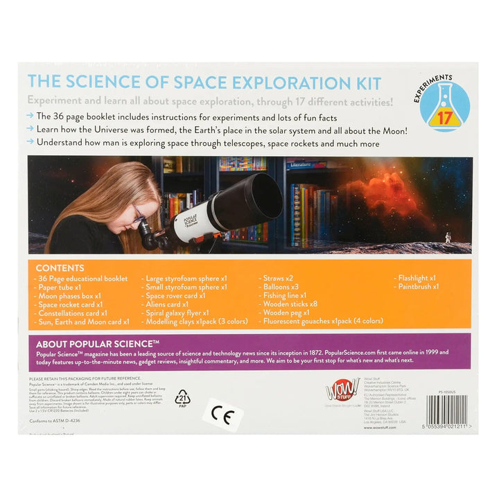 Back of te box of the science of space exploration kit