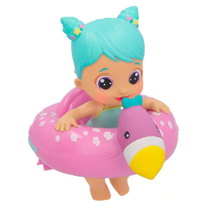 Bloopies Floaties doll in purple bird design swim ring bath toy