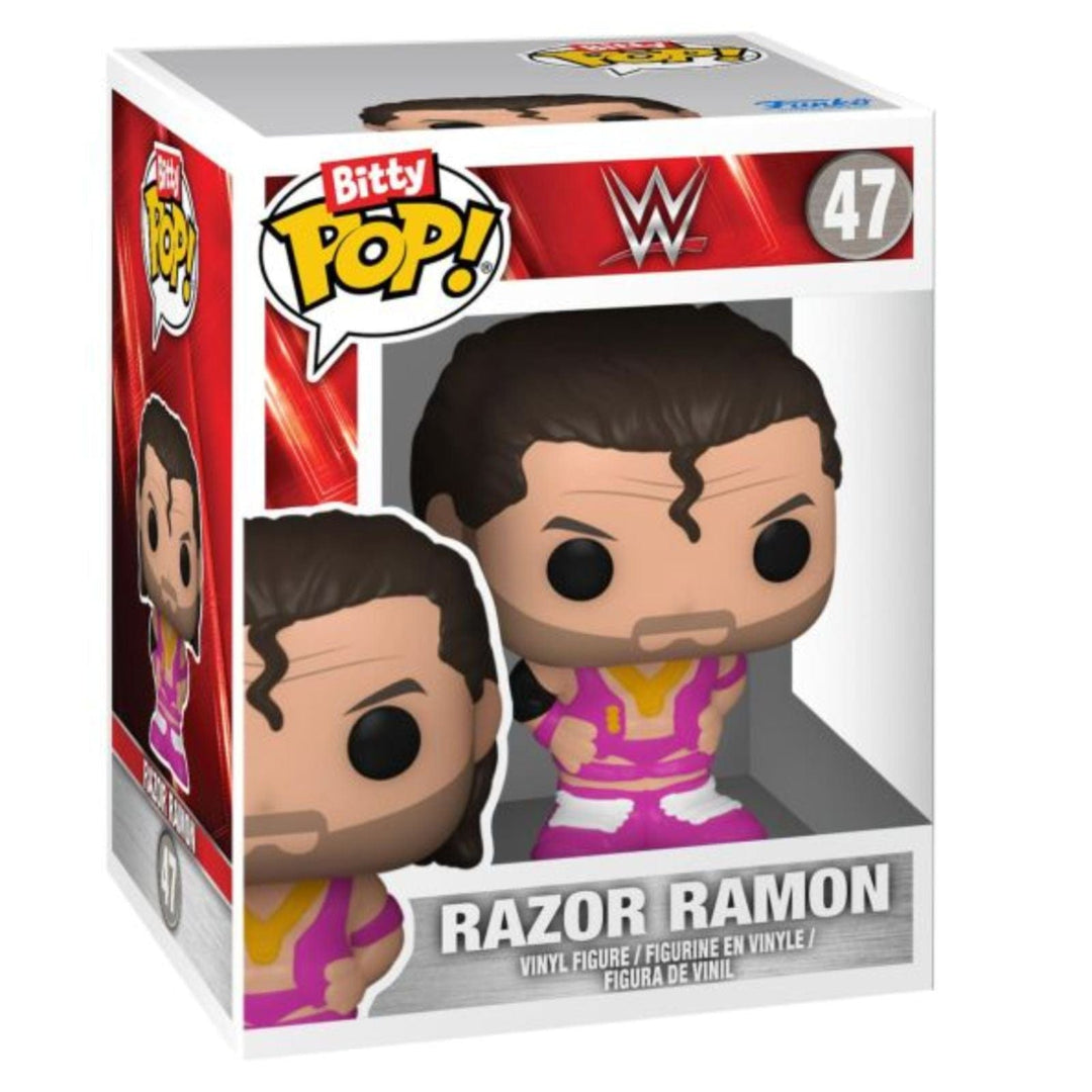Funko Pop! vinyl figure packaging of Razor Ramon with Bitty Pop! branding.