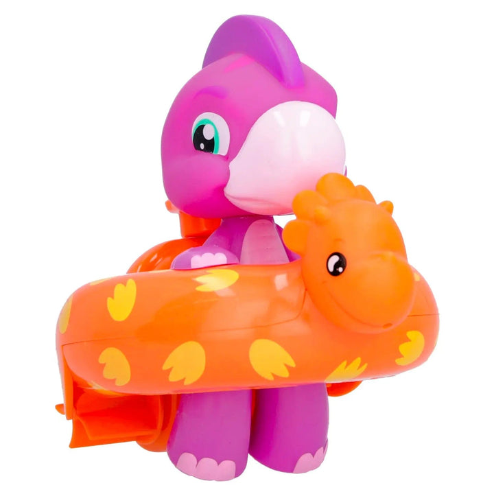 Bloopies Floaties Dinosaur bath toy with orange float ring