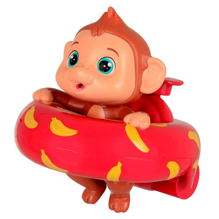 Bloopies Floaties Jungle Monkey bath toy with red float and banana pattern