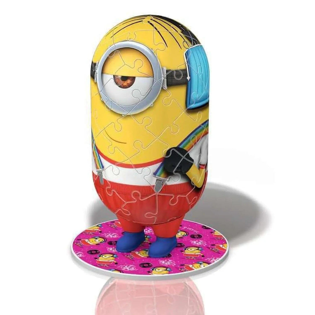 Roller Skater Minions 3D jigsaw puzzle from Ravensburger completed with stand for display