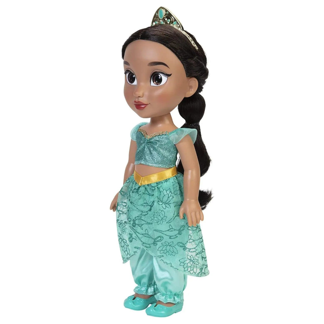 Princess Jasmine doll with tiara and green glittering outfit