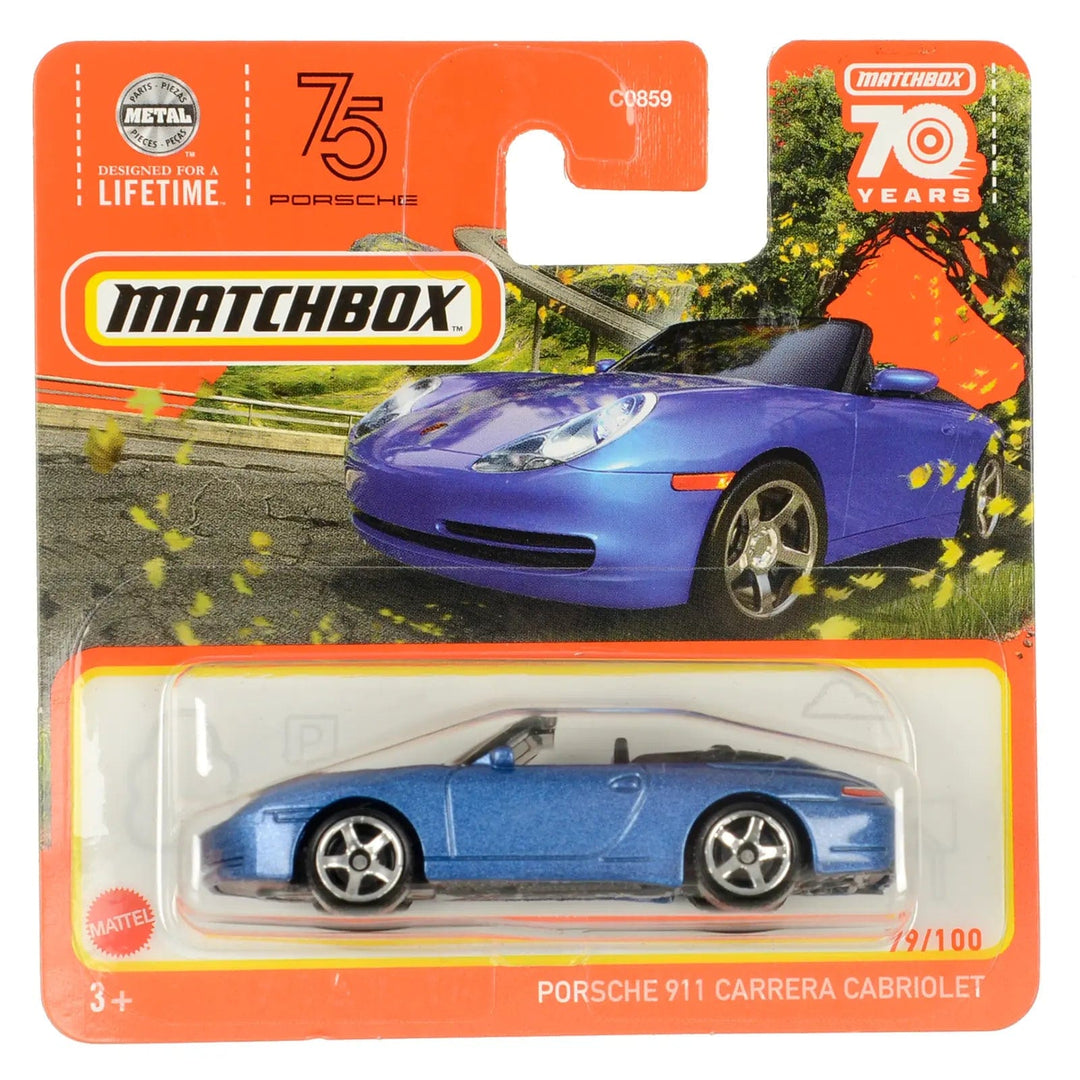 porsche 911 carrera cabriolet blue die-cast car in Matchbox packing