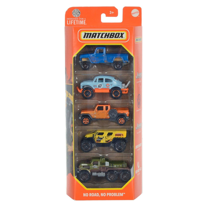 Matchbox No Road, No Problem pack of 5 die-cast vehicles