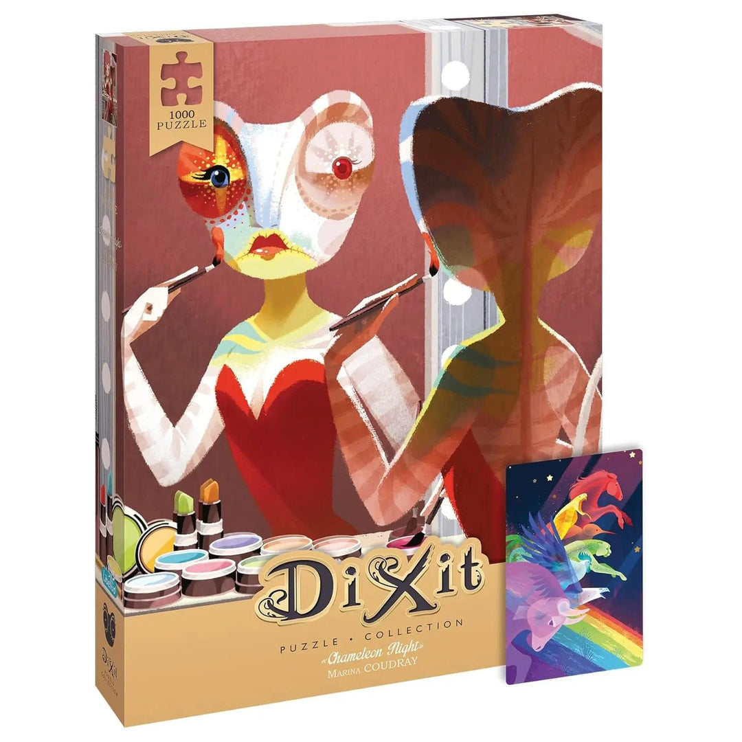 Chameleon Night Dixit 1000 piece jigsaw puzzle with card