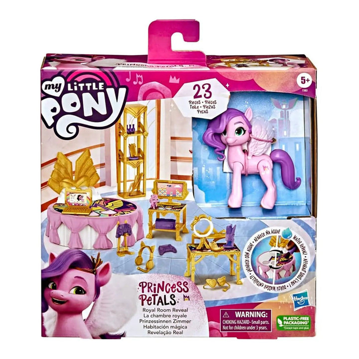 My Little Pony Princess Petals water reveal playset with 23 pieces in in box packaging