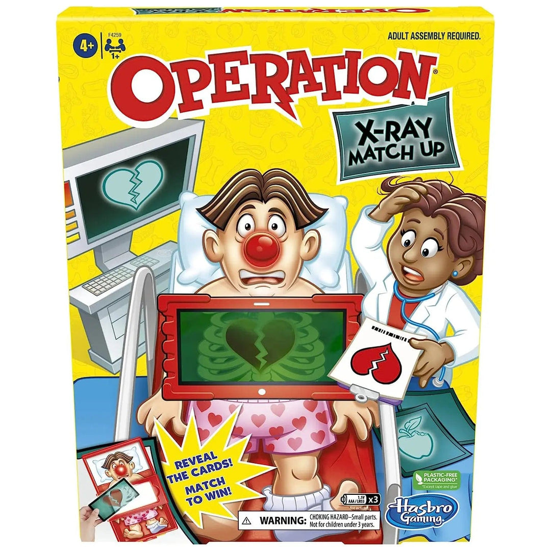 Box packaging for Operation X-Ray match up game, reveal the cards and match them to win