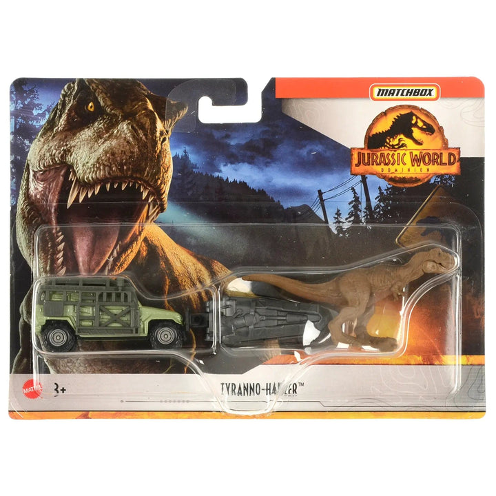 Tyranno and Hauler Matchbox Jurassic World Vehicle and dinosaur playset