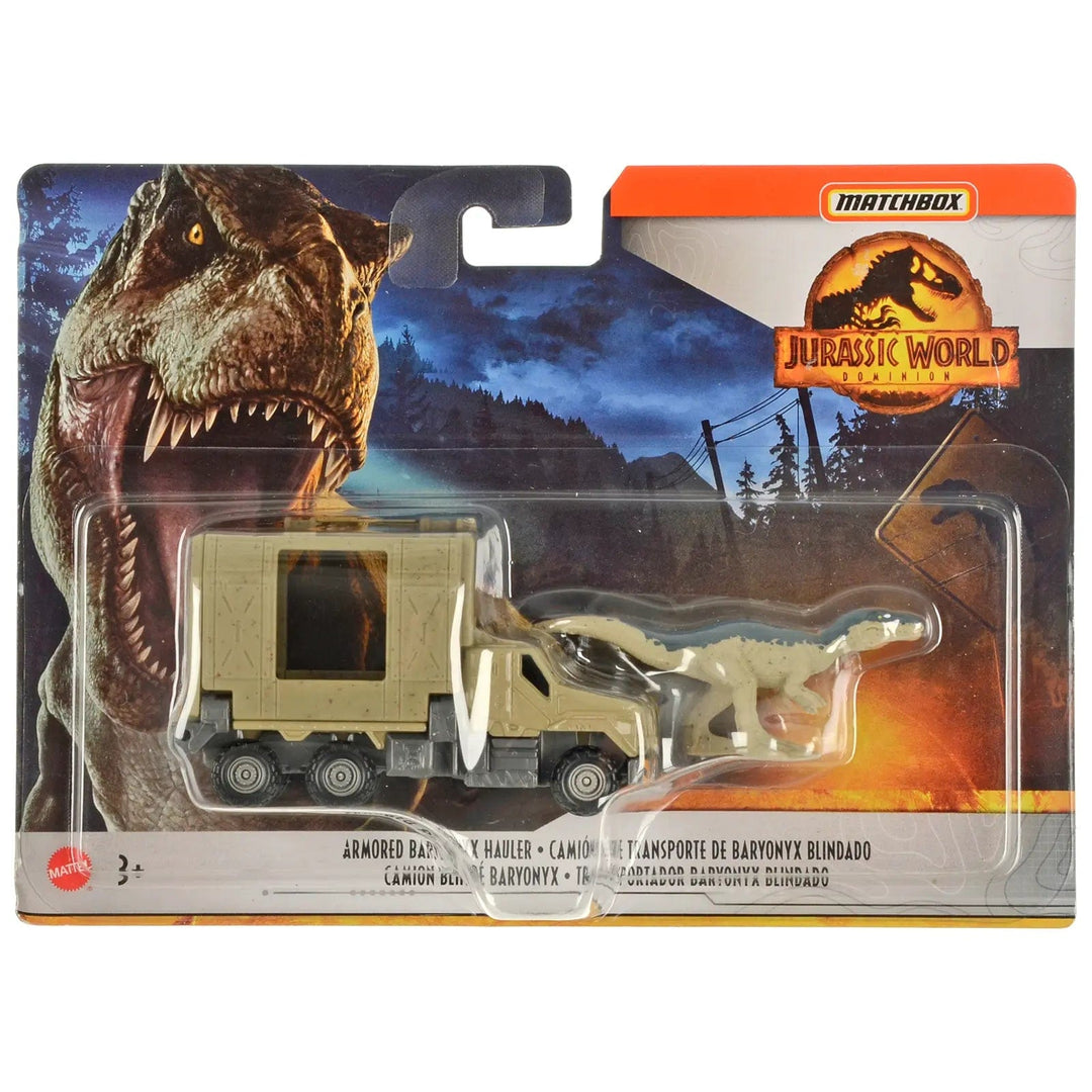 Armoured Baryonyx and Hauler Matchbox Jurassic World Vehicle and dinosaur playset