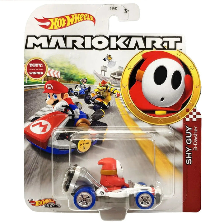 Hot Wheels Mario Kart Shy Guy in a die cast B Dasher car