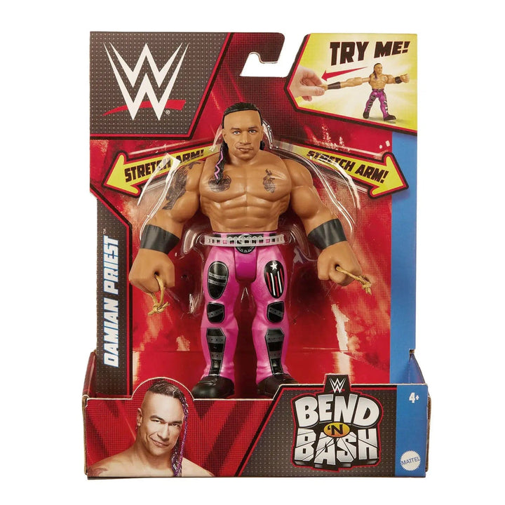 Damian Priest WWE Bend n Bash 14cm tall Action Figure in box packaging