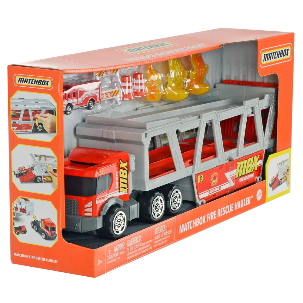 Box packaging for a Matchbox fire department vehicle transporter