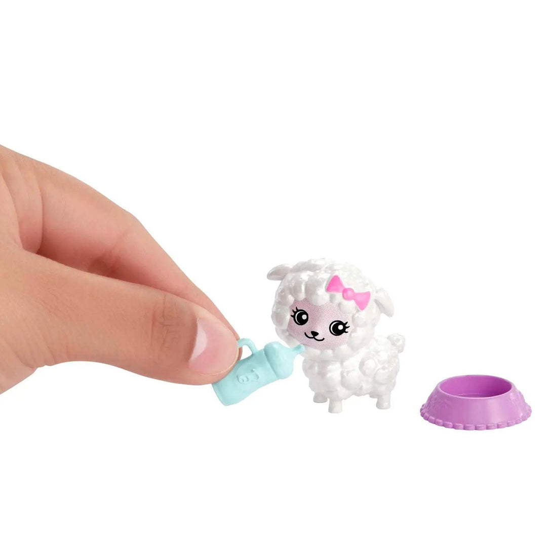 Little lamb figure with bottle and feeding bowl from Barbie playset