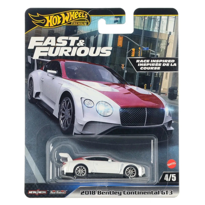 2018 Bentley Continental GT3 in white from the Hot Wheels Premium Fast & Furious series