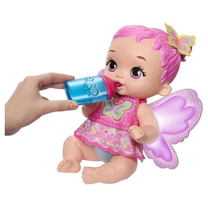 Get well baby butterfly doll being fed with pretend bottle