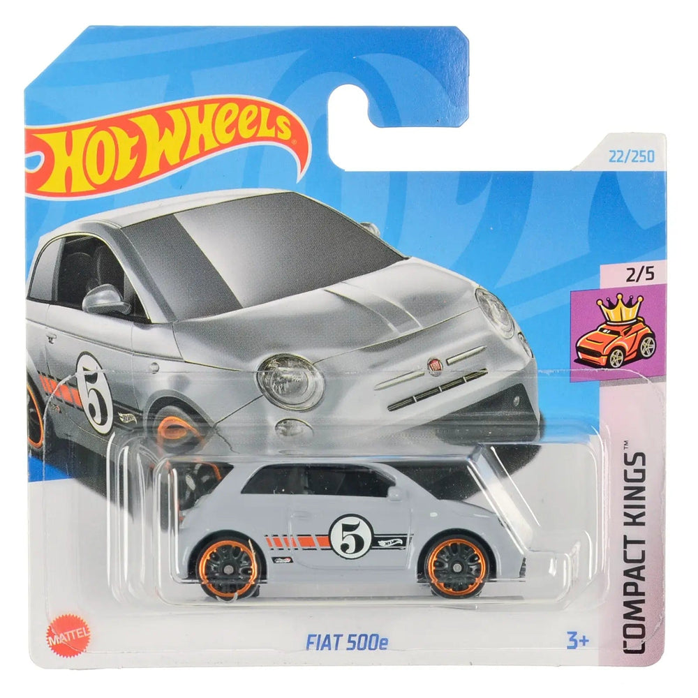 Hot Wheels Compact Kings series Fiat 500e die-cast vehicle in pack