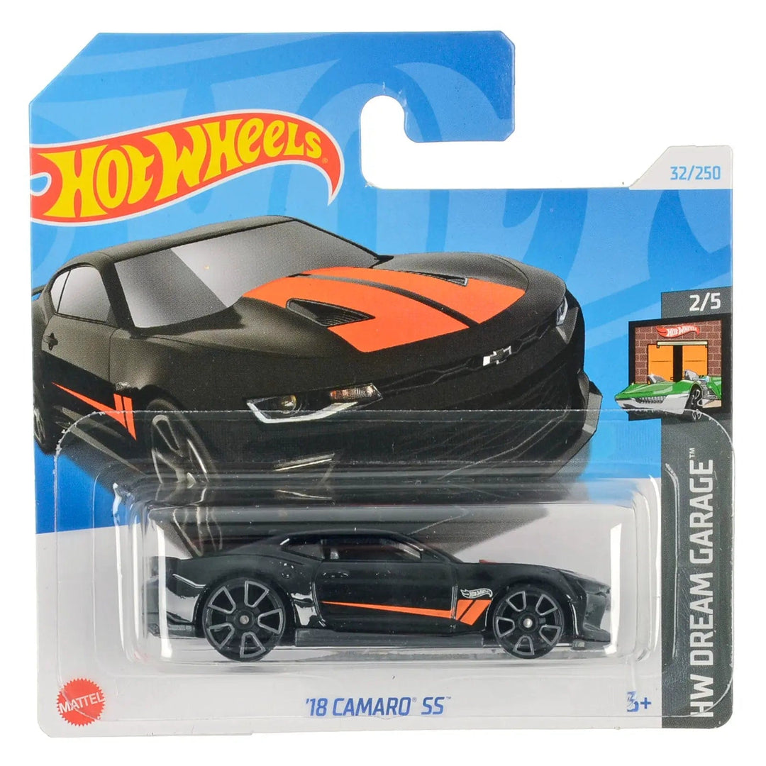 Hot Wheels black 2018 Camaro SS car from the Dream Garage series mini collection in packaging