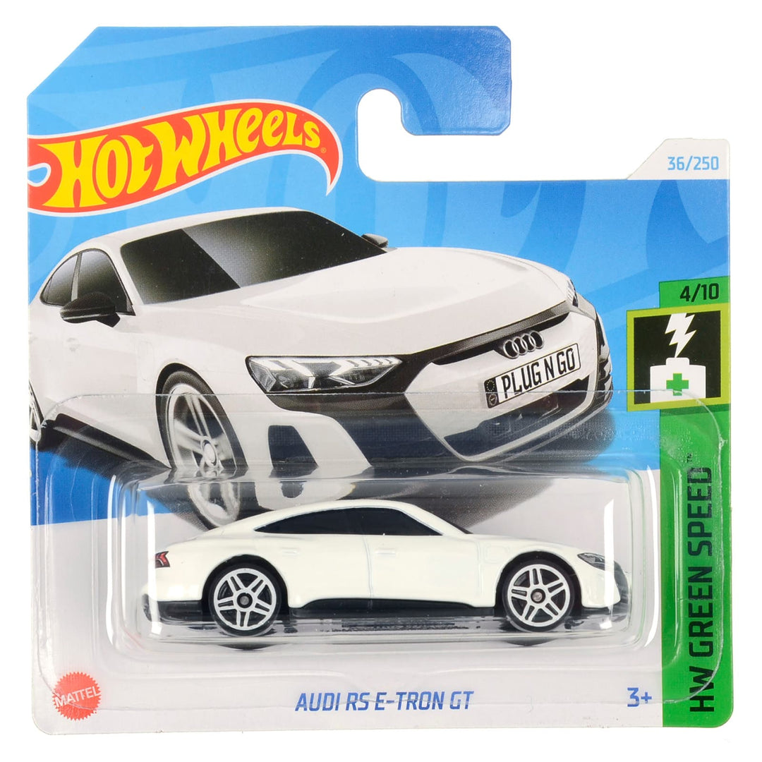 Hot Wheels Green Speed series white Audi RS E-Tron GT die-cast car in collectors packaging