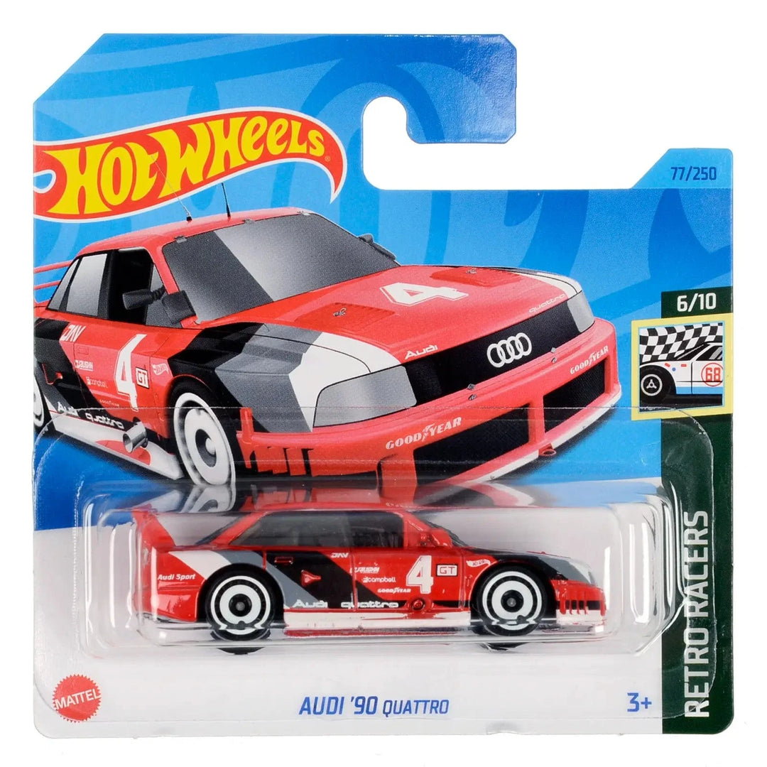 Red Audi '90 Quattro Hot Wheels Retro Racers die-cast car