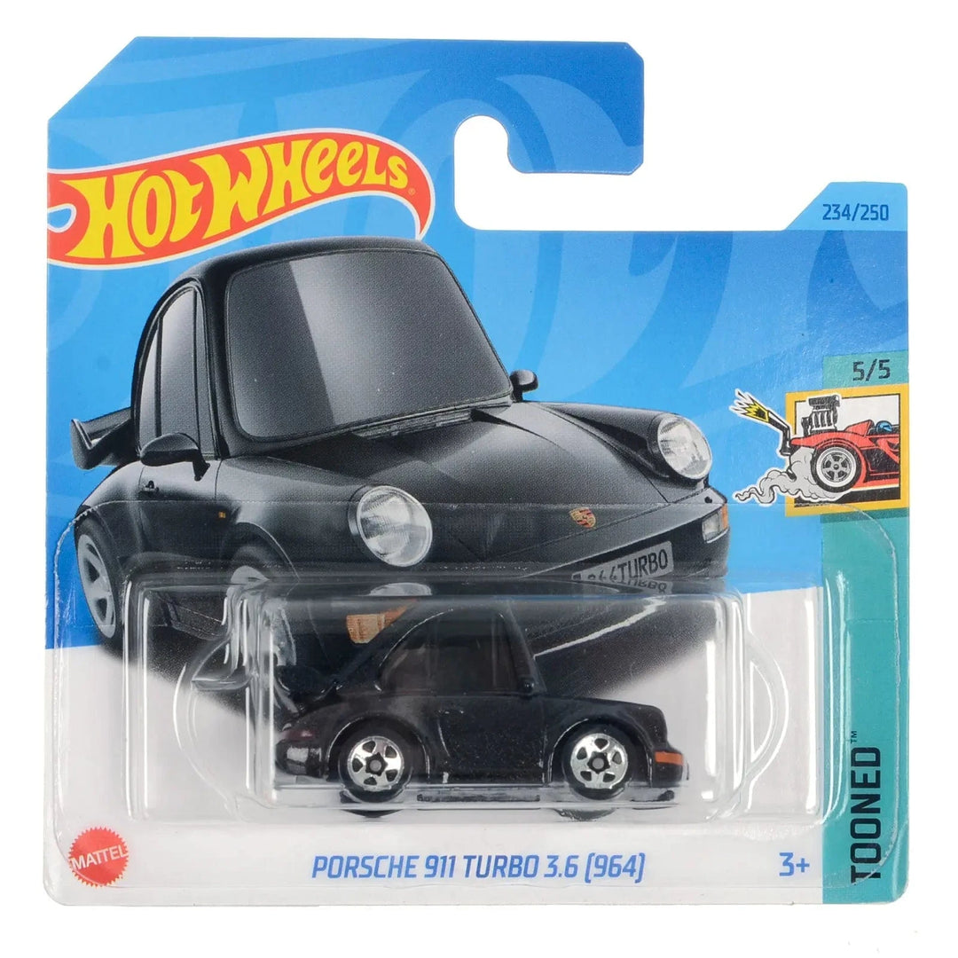 Hot Wheels Tooned black Porsche 911 Turbo 3.6 (964) car in display packaging